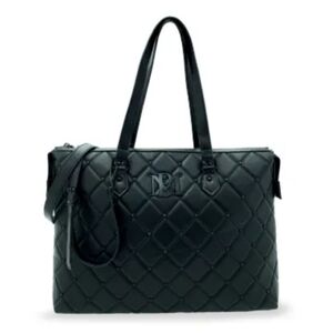 Badgley Mischka Black Quilted Tote Bag